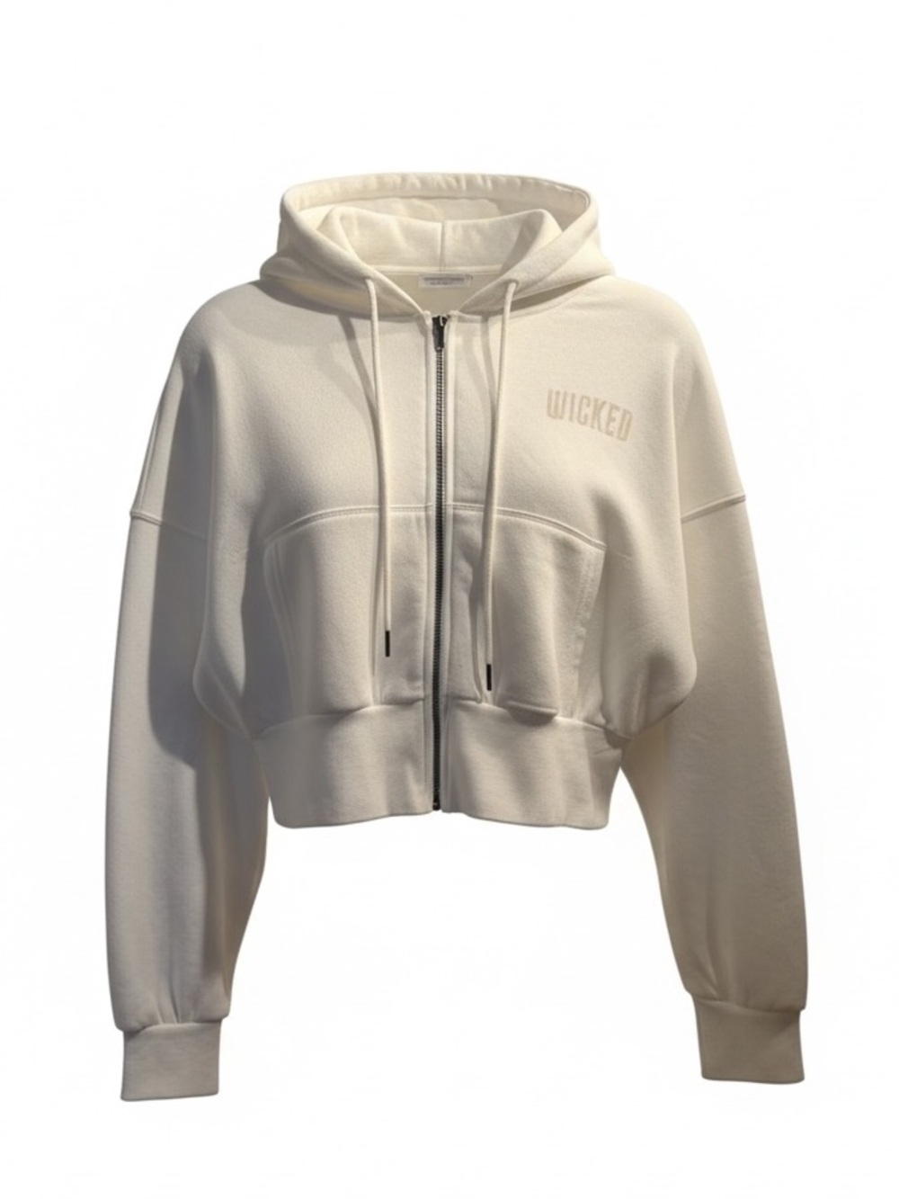 Chic White Cropped Hoodie by Wicked
